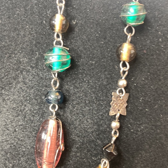 46" Extra Long Single Strand Wire Wrapped Beaded Necklace - Picture 9 of 10